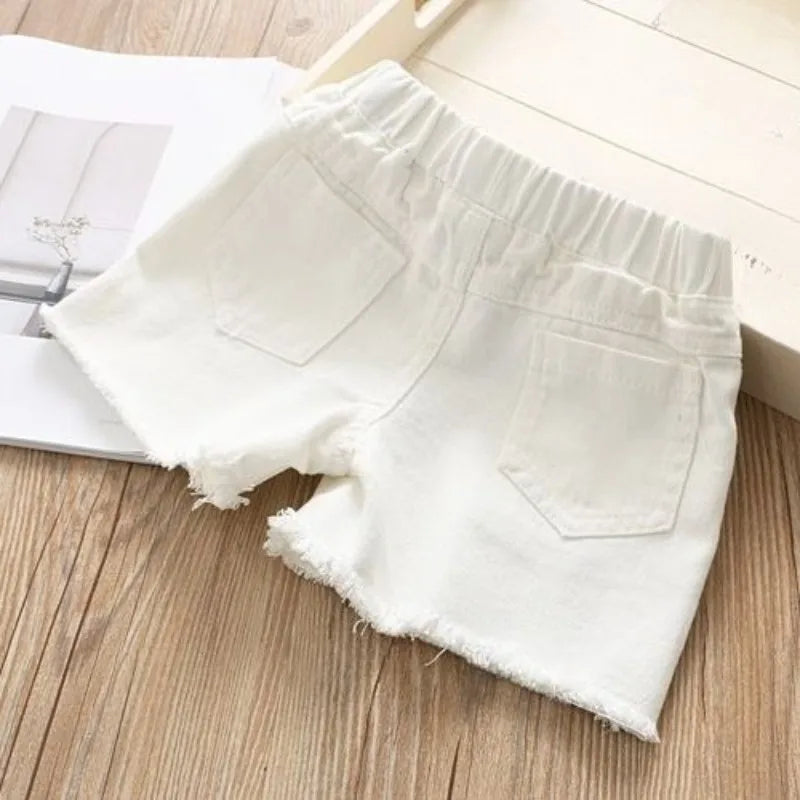 Kids' Trendy Summer Denim Shorts 2026 Lightweight Girls' Casual Clothing Soft Cotton Mix Non Toxic Dye Adjustable Waist