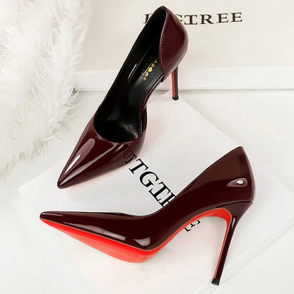 BIGTREE Shoes Women's Pumps And Heels Patent Leather Women Heels Luxury Sexy Party Shoes Stiletto Heels 10 Cm Ladies Shoes New