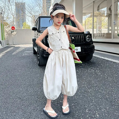 Girls Clothes 12 To 14 Years Old Junior Top and Bottom Set Outfit Sets Kids Girl Korean Children's 2025 Girls' Outfits Summer 4