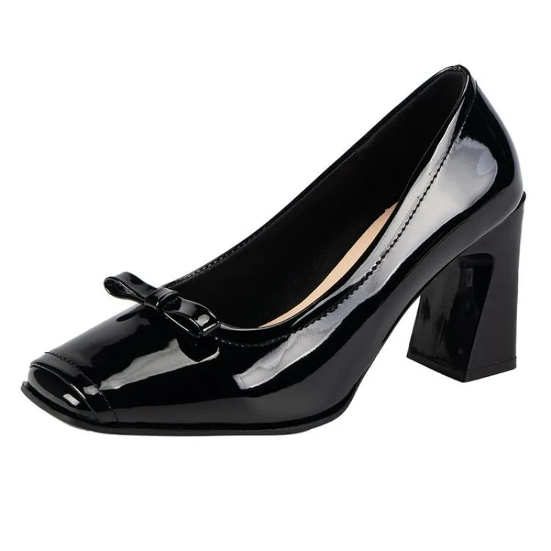 Spring Fashion New Style Square Toe Pumps Elegant Shallow Mouth High Heels Square Toe Color Matching Comfortable Women's Shoes