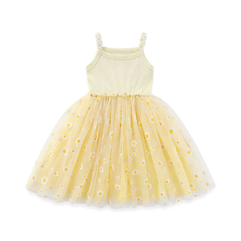 MILANCEL Korean Style Girls' Summer Dress 0-4Y Cute Baby Children's Little Daisy Suspender Mesh Dress Kid's Clothing