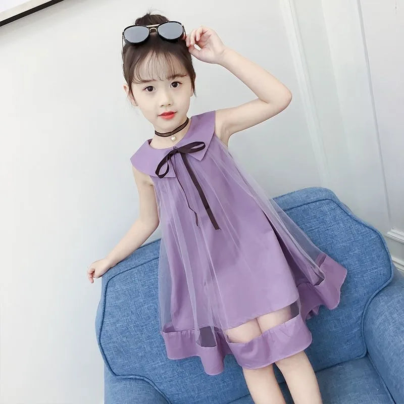 Princess Dress for Little Girls with Doll Collar and Tulle Skirt Casual Dresses Girl Kid's Women's Summer Tweens Clothing Kids