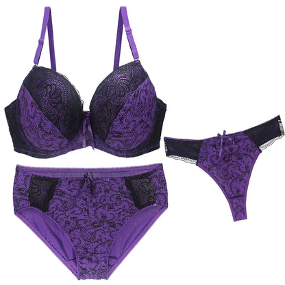 Nouvell Seamless Push Up Bra Sets For Women 3 Piece Underwear BCDEF Cup Beige Black Blue Purple Red White Plus Size Lingerie