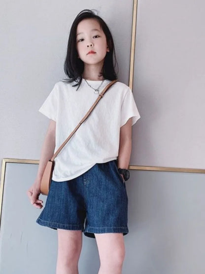 Girl's Vintage Denim Shorts 2026 Summer New Lightweight Casual Wear Out Pants for Kids