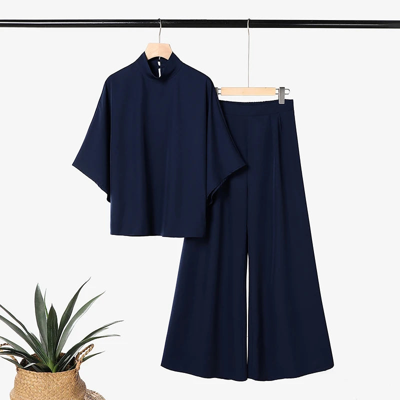 ZANZEA Summer Matching Stes Fashion Women Half Sleeve Blouse Wide Leg Pants Sets Casual Solid OL Work Outfits 2 Pieces Tracksuit