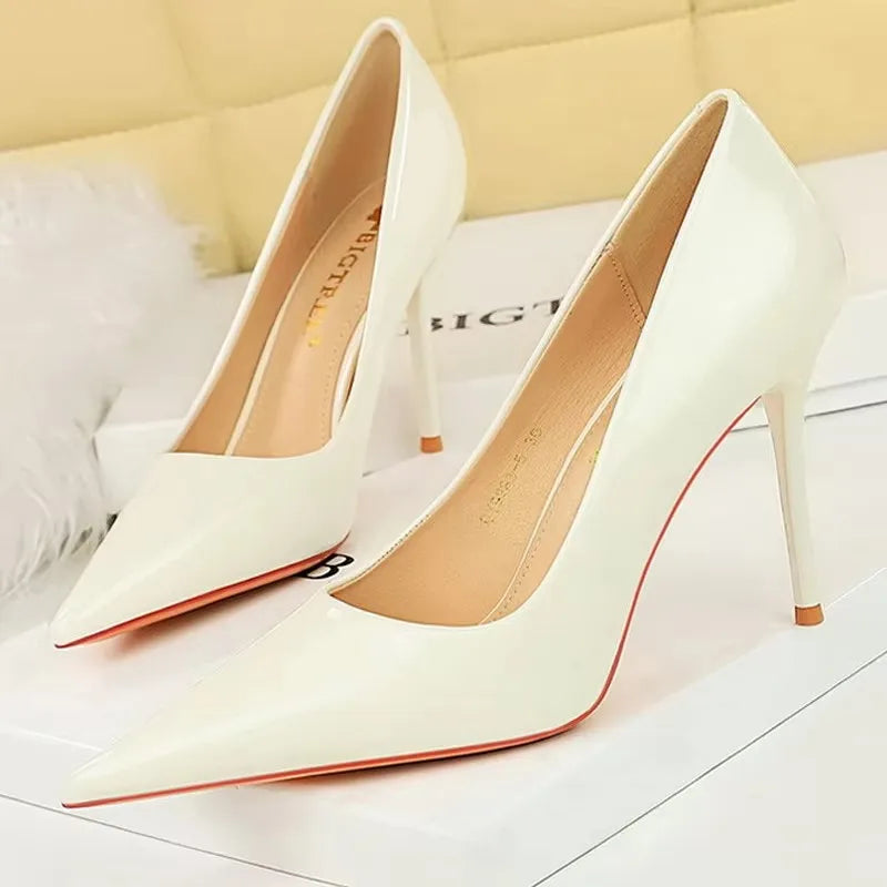 BIGTREE Shoes Patent Leather Women Pumps Sexy High Heels Pointed Lady Party Shoes Stilettos Women Heels Fashion Wedding Shoes