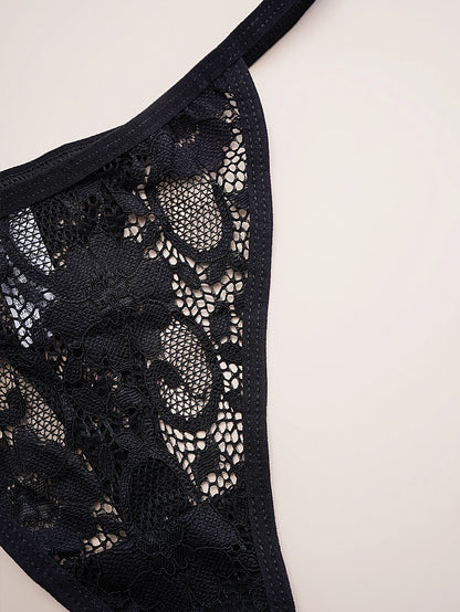 3PCS Sexy Lace Thongs Low Waist T-Back Underwear Women Elegant Lace Floral G-string Underpants Bikini Panties Tanga Mujer XS-XL