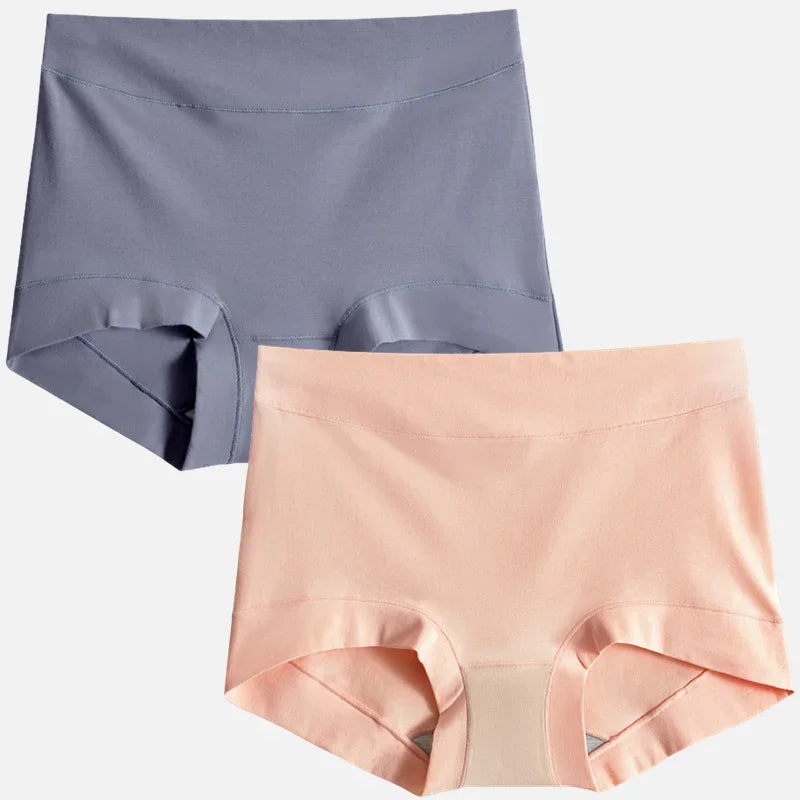 2pcs Women Cotton Panties High-Rise Plus Size M-4XL Female Underwear Boxers Shorts Comfort Underpants Sexy Intimates Lingerie