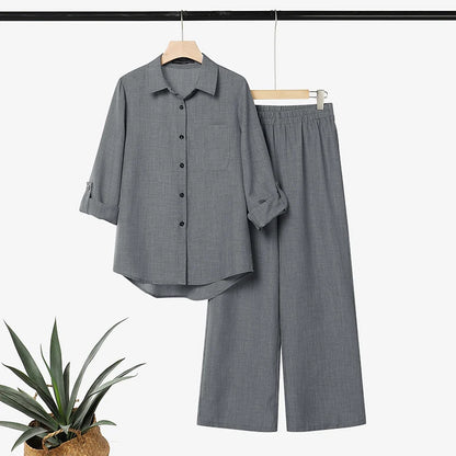 2026 Autumn Office Outfits ZANZEA Women Lapel Neck Long Sleeve Tops Pant Sets Casual Solid Color OL Work Tracksuit 2 Pieces Sets