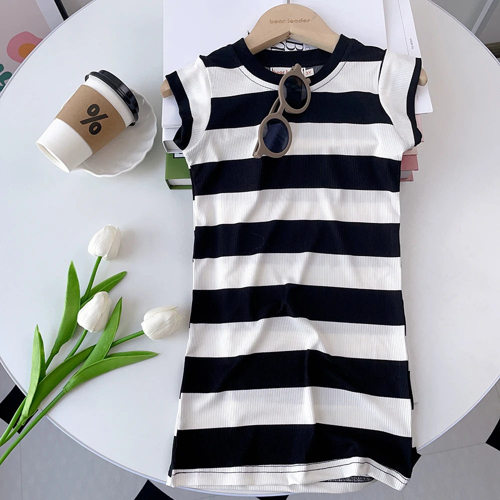 Bear Leader Summer Girls Dress Casual Princess Dresses Sleeveless Print Flower Costumes Kids Vestidos Cotton Floral Dress 2-7Y