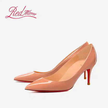 Women Heels Naked Color Women's Elegant High Heel Luxury Black Shoes Woman 2026 Red Shiny Bottoms Pointed Toe Party Ladies Women