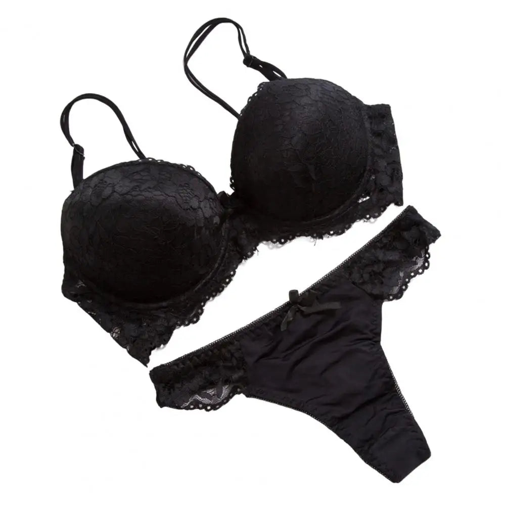 2024 Floral Embroidery Women Underwear Set Sexy Lace Push Up Bra Set Panties Sexy Push Up Brassiere Wirefree Soft Underwear Set