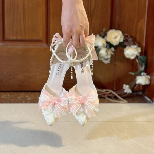 Women's Summer Sandals Y2K Heels Lolita White Women's Shoes Mary Jane Shoes Luxury Shoes Woman Designer Weddings Bridal Shoes 42