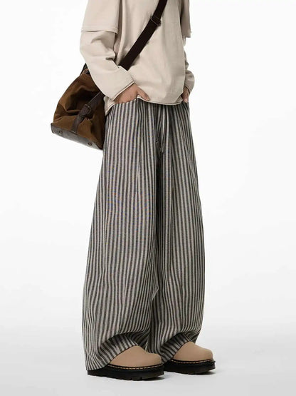 Women's Black Gothic Striped Long Pants Baggy Sweatpants Harajuku Y2k Emo Vintage Oversize Trousers Japanese 2000s Style Clothes