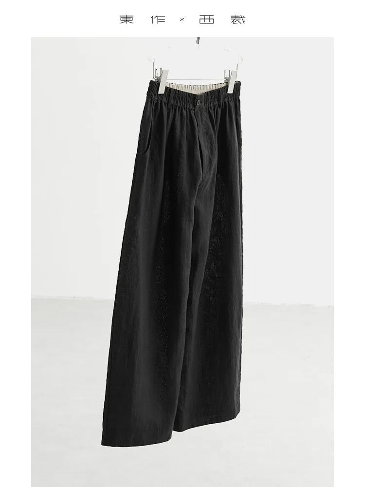 21 Count Ramie Elastic Waist Plus Size Casual Pants Loose Linen Women's Trousers 2026 Spring/Summer Women's Fashion