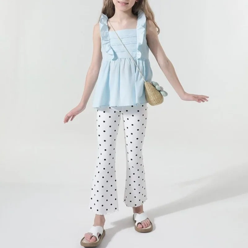 Girls' Flared Pants 2026 Summer Lightweight Korean Style Long Pants Outerwear Stylish Kids' Pants