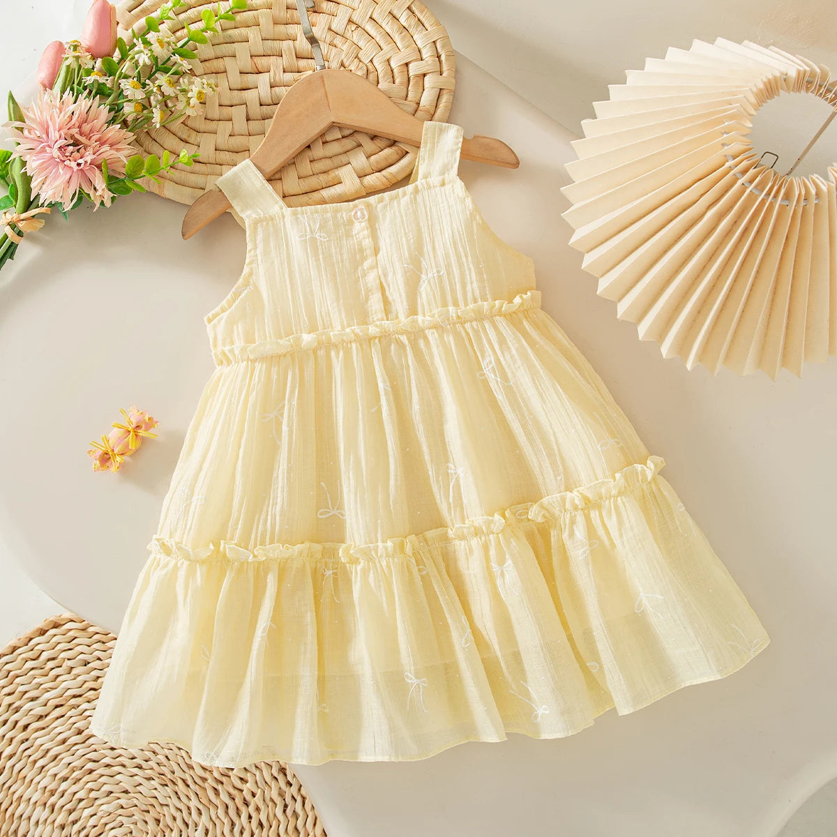 Casual Baby Clothes Korean Style Sweet Pink Baby Girl Suspender Dress Summer Birthday Party Gift Toddler Princess Dress
