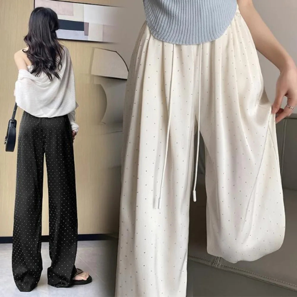Ladies Summer High Waist Wide Leg Fashion Simplicity Elegant Trend Street Casual New Style Fashionable Temperament Pants
