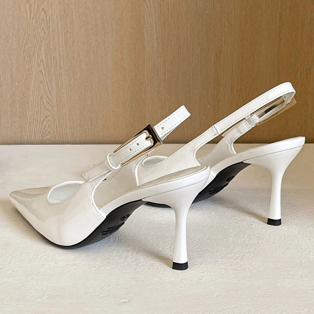BIGTREE Shoes Women Pumps Patent Leather High Heels Ladies Shoes Stiletto 8 cm Heels Buckle Sexy Party Shoes Heeled Sandals New