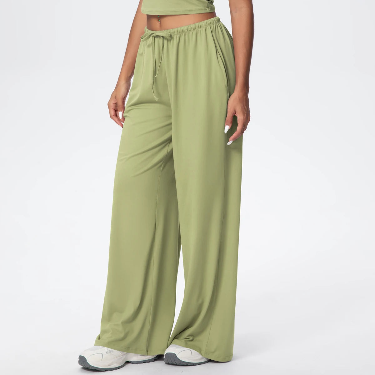 Loose Breathable Yoga Full Length Wide Leg Pants Solid Color Naked Feel Fitness Sports Woman Quick Drying Gym Pencil Pants