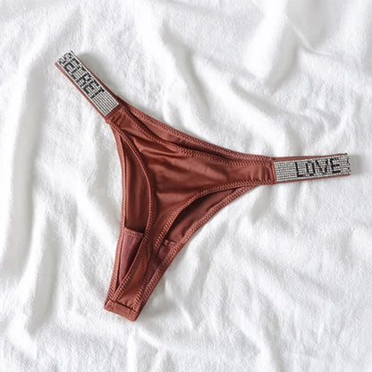 Comfort Ice Silk Seamless Panties Women G String Sexy Rhinestone Leopard Underwear Cotton Low Waist Fitness Lingerie T Thongs