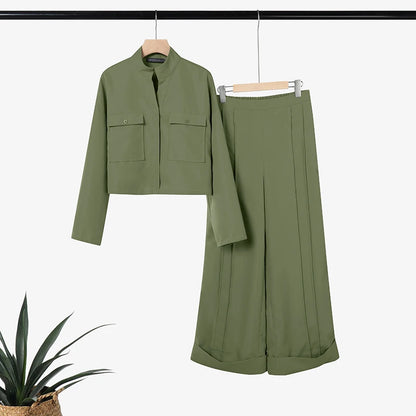 ZANZEA 2026 Spring Outfits Stand Neck Long Sleeve Tops Pant Sets Stylish Solid OL Work Tracksuit Women 2 Piece Sets Streetwear