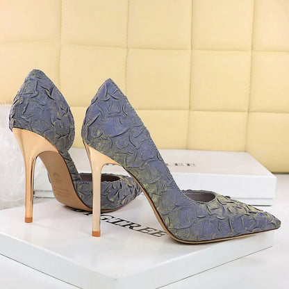 BIGTREE Shoes Women Pumps Wrinkled Satin Elegant High Heels Evening Gown Banquet Women Heels Stiletto 11 Cm Sexy Party Shoes