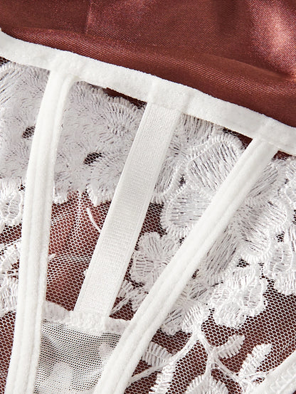 French White  Embroidered Lace Underwear Set Elegant Feminine Design Bra And Panties Combo for Women