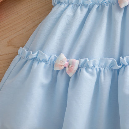 Summer New Cute Bow Baby Girl Dress, Sweet Children'S Clothing (9 Months -4 Years Old)