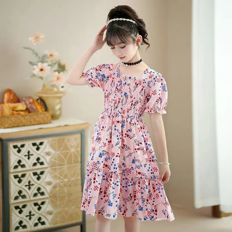 Floral Print Dress for Children Summer Girl Princess 4 Years Clothes Kids Girls 8 10 Girl's 12 Child Dresses From 14 Old Kids' 7