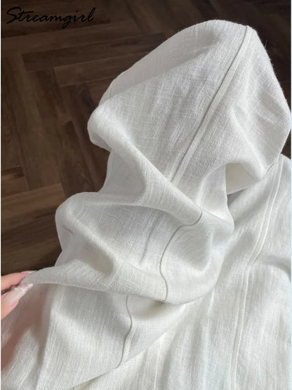 Summer White Pants For Women Cotton Formal High Waist Wide Leg Trousers Ladies Elegant Summer Women's Pants Straight Leg Office
