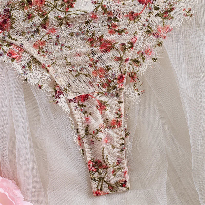 Sexy Lingerie for Women Beautiful Floral Lace Underwear Intimate Erotic Lingerie Ultra Thin Breathable Bra and Panties Sets