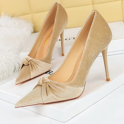 BIGTREE Shoes Bowknot Suede Women Pumps Fashion New High Heels Pointed Stilettos Women Heels 2026 New Design Pumps Plus Size 43