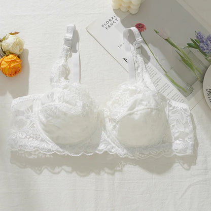Sexy Lace Thin Bras Plus Size 36-44B/C Cup Women's Push Up Bra Breathable Comfortable Bralette French Deep V Female Underwear