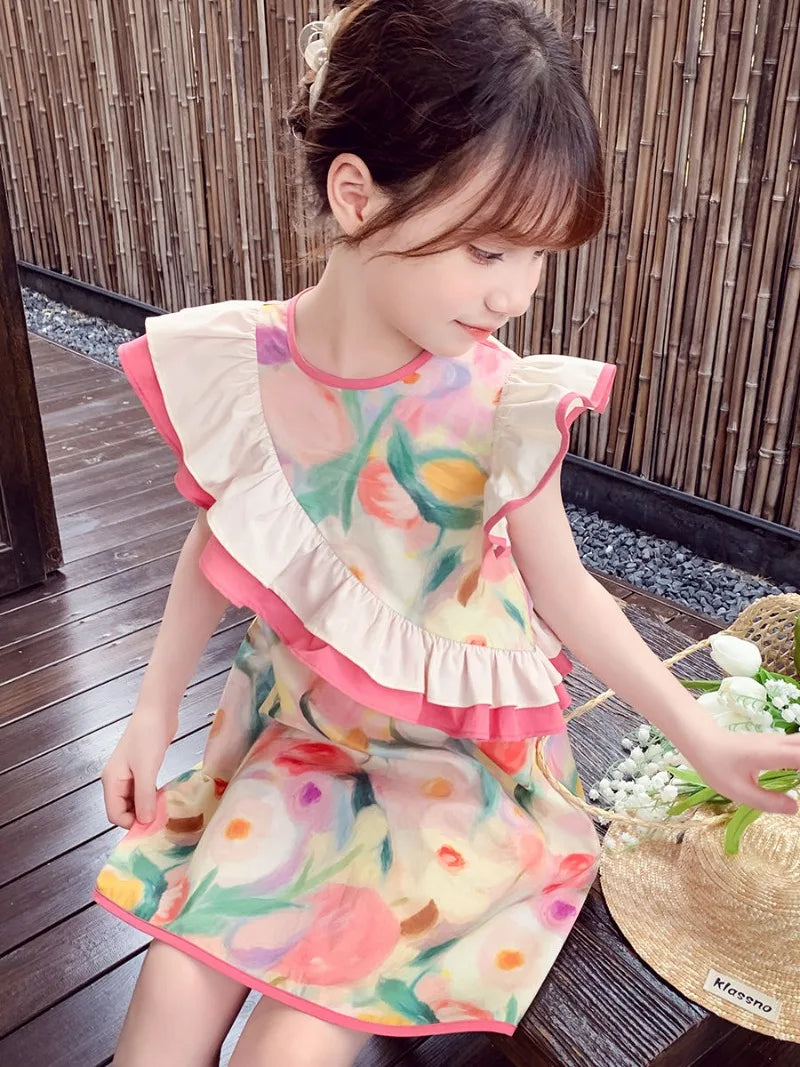 Summer Children's Vest Dress Girl Clothing Kid Pink Puffy Girls Kids 8 12 Years Kid's Clothes From 7 Elegant Dresses Beautiful 9