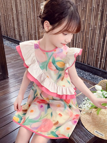 Summer Children's Vest Dress Girl Clothing Kid Pink Puffy Girls Kids 8 12 Years Kid's Clothes From 7 Elegant Dresses Beautiful 9