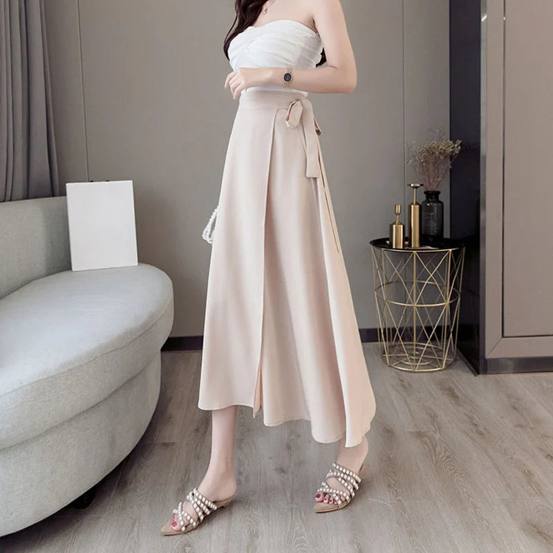 Vacation Style Wrap Skirt Beachside Long Skirt Women's High Waist A-Line Midi Skirt Floral Print One-Piece Summer Spring