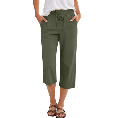 Quick Dry Capri Pants Womens Summer Hiking Cargo Pants 2 Pockets Waterproof Sun UV Protection Knee Length Shorts
