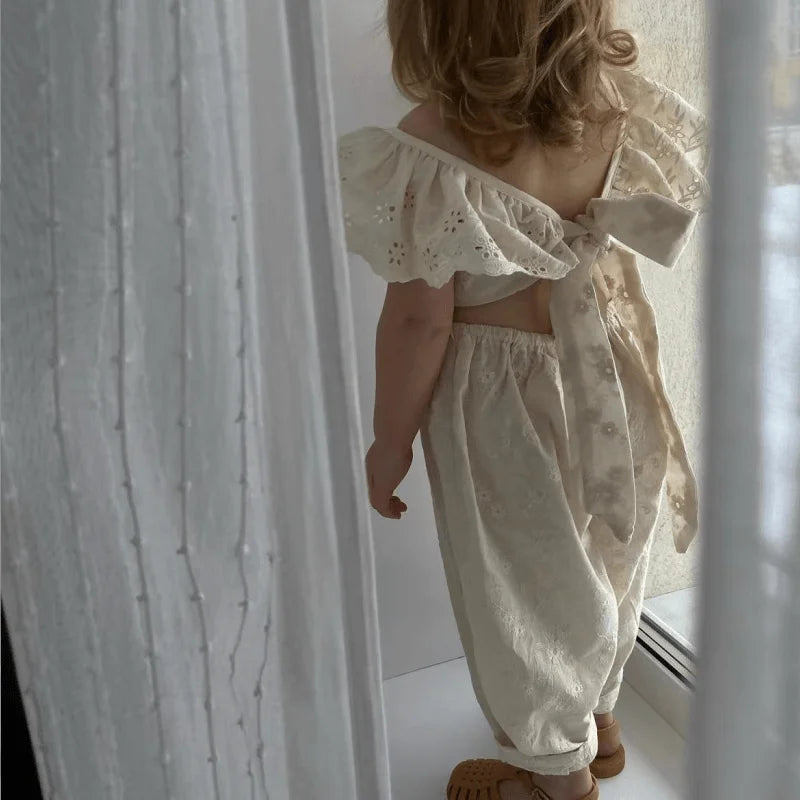 Fashion Baby Girl Cotton Lace Onesie Infant Toddler Child Strap Overalls Loose Outfit Summer Jumpsuit Casual Baby Clothes 1-7Y