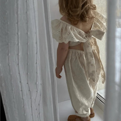 Fashion Baby Girl Cotton Lace Onesie Infant Toddler Child Strap Overalls Loose Outfit Summer Jumpsuit Casual Baby Clothes 1-7Y