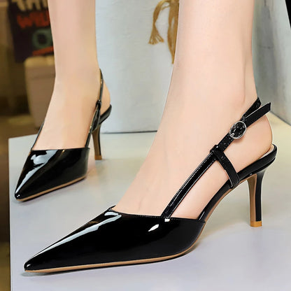 BIGTREE Shoes Summer High-Heeled Sandals Women Shoes Patent Leather Women Pumps Pointed Tip Stiletto Heels 6 cm Ladies Shoes