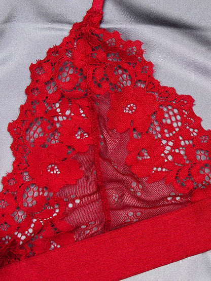 Women's Ultra-thin Cup Mesh Lace Underwear Set Transparent Bras Beauty Back Hollow Embroidery Bra & Brief Sets