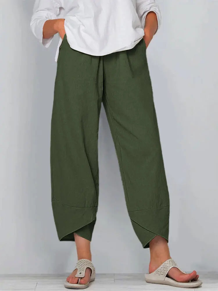 Vintage Cotton and Linen Loose Harem Pants Casual High Waist Wide Leg Trousers Women Harajuku Printed Baggy Pants Oversized