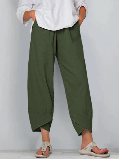 Vintage Cotton and Linen Loose Harem Pants Casual High Waist Wide Leg Trousers Women Harajuku Printed Baggy Pants Oversized