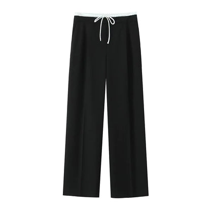 MUJER 2025 Wide Leg Pants for Women High Waist Baggy Pants Woman Summer Pleated Loose Pants Women Streetwear Tied Woman Trousers