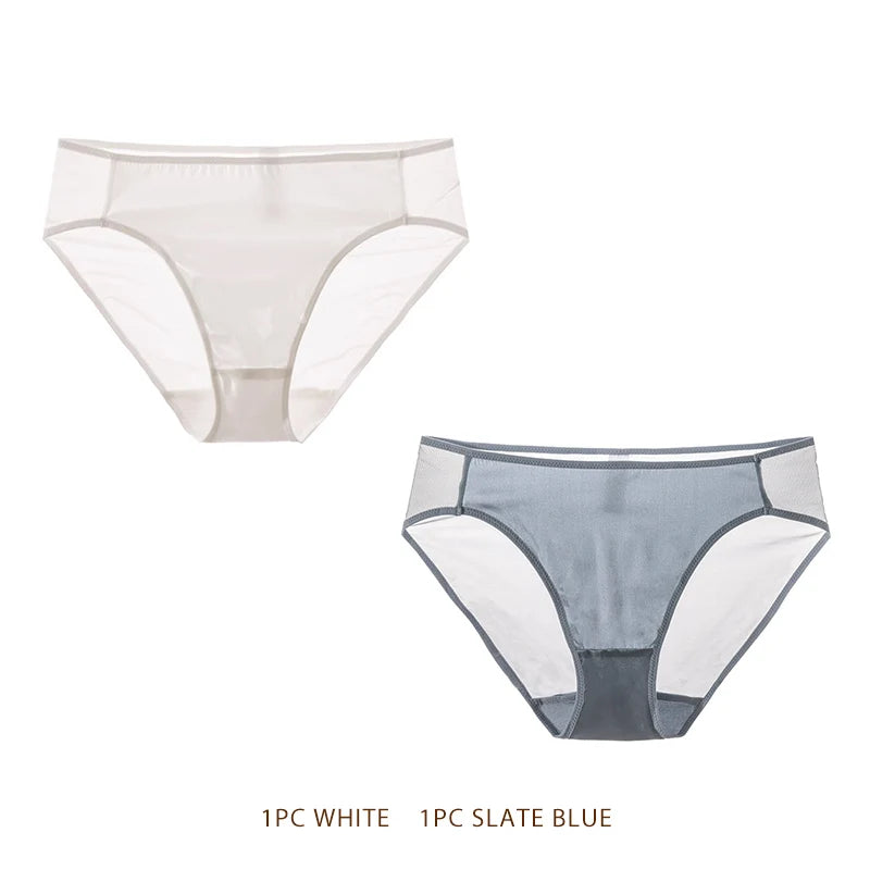SuyaDream Women Panties 100% Natural silk Lining Meshes Briefs Underwear Health Underpants 2023 New Everyday wear Intimates