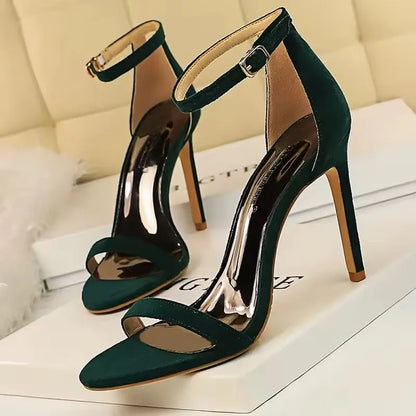 BIGTREE Shoes Summer Women Sandals Suede Hollow High Heels Stiletto Fashion Sandles Women Heels Ladies Shoes Women's Sandals
