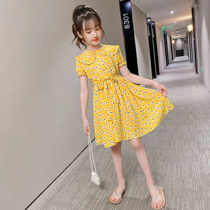 Doll-collar Dress Summer Suit for Girl Kids Clothes Children Dresses Girls Little Junior Girls' Clothing Princess Girls' Elegant