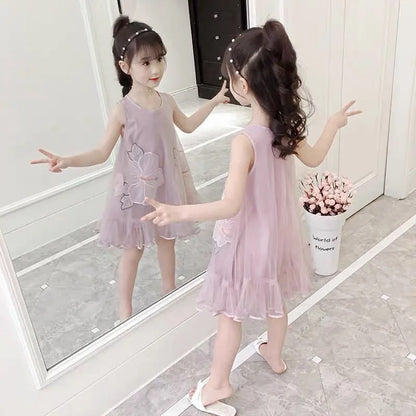 Sleeveless Mesh Children's Strapless Princess Dress 2025 Girl Summer Clothes Girls From 7 8 Years Dresses Kids Girl's Holiday 9