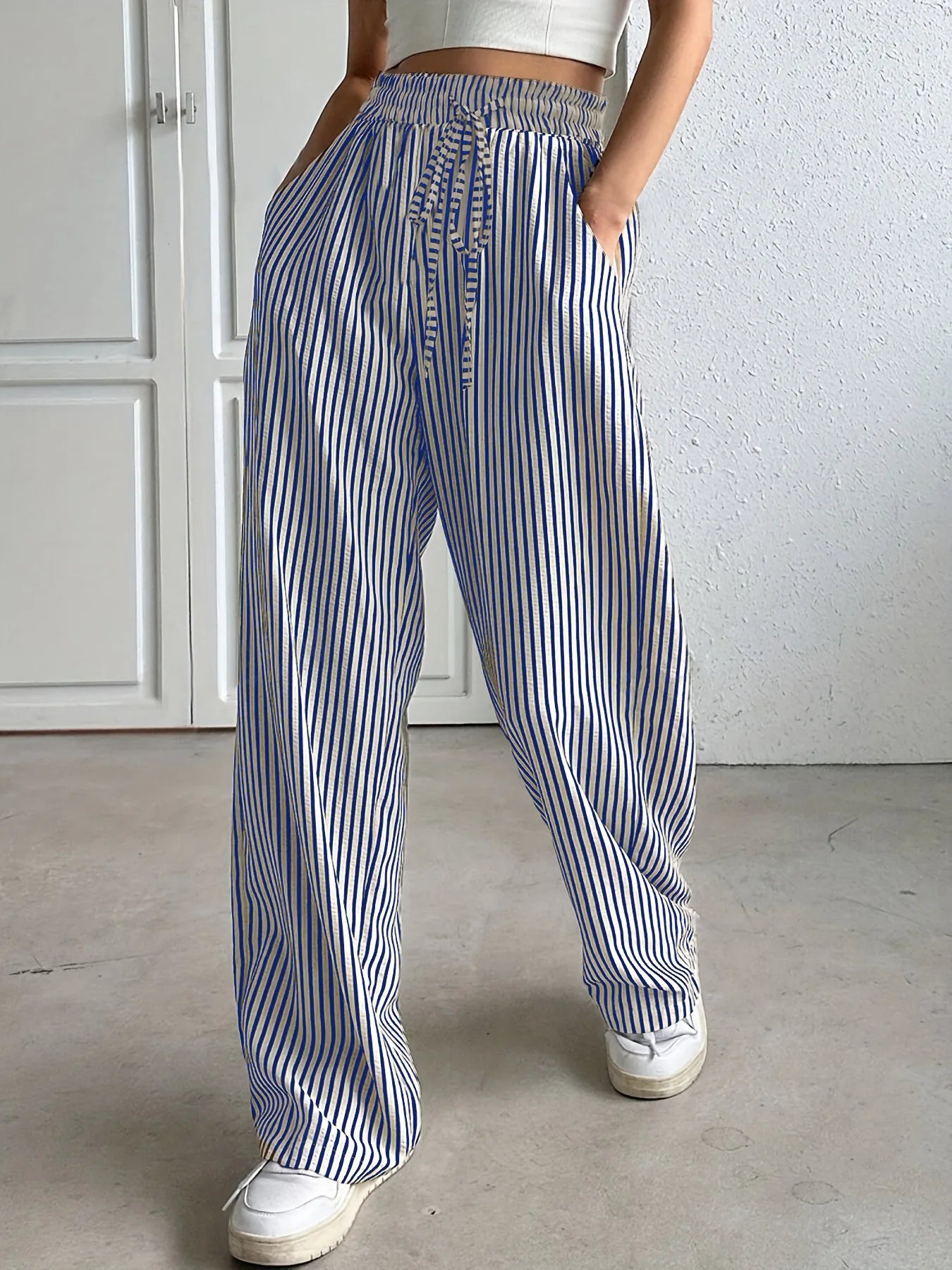 Women's Best-Selling Striped Casual Straight-Leg Pants